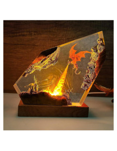 Lámpara Nocturna de Resina Epóxica Dragón de Fuego 15.24cm
