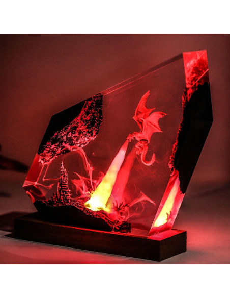 Lámpara Nocturna de Resina Epóxica Dragón de Fuego 15.24cm