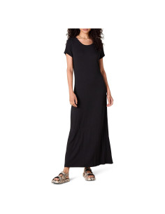 Vestido Maxi de Manga Corta Amazon Essentials Mujer Negro