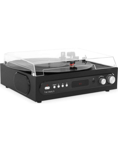 Tocadiscos Bluetooth Victrola VTA-65-BLK 3 Velocidades Negro