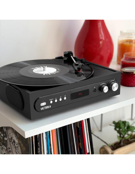 Tocadiscos Bluetooth Victrola VTA-65-BLK 3 Velocidades Negro