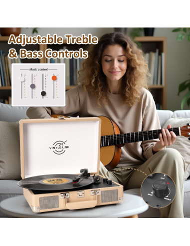 Reproductor de Vinilo Bluetooth VINYLS LINK Maleta Portátil 3 Velocidades