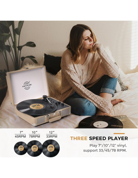 Reproductor de Vinilo Bluetooth VINYLS LINK Maleta Portátil 3 Velocidades