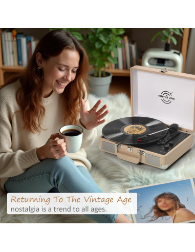 Reproductor de Vinilo Bluetooth VINYLS LINK Maleta Portátil 3 Velocidades