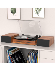 Tocadiscos Vintage WOCKODER R612 con Altavoces Externos 3 Velocidades 2