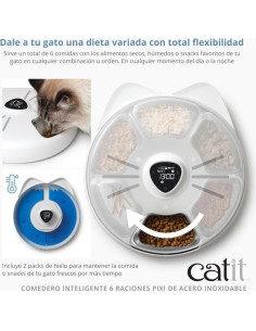 Alimentador Automático Catit PIXI 6-Comidas Acero Inoxidable 2