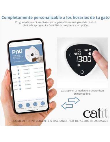 Alimentador Automático Catit PIXI 6-Comidas Acero Inoxidable