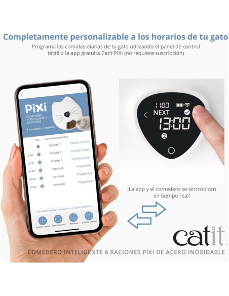 Alimentador Automático Catit PIXI 6-Comidas Acero Inoxidable