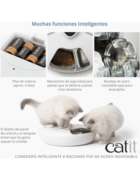 Alimentador Automático Catit PIXI 6-Comidas Acero Inoxidable