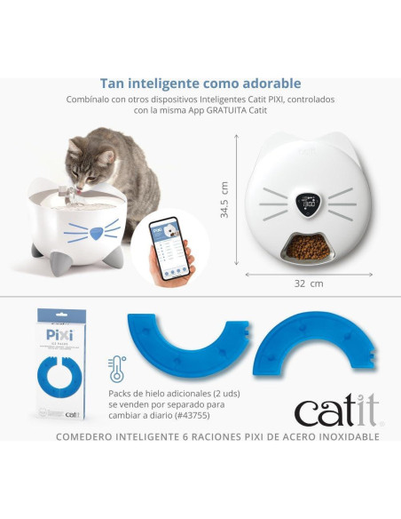 Alimentador Automático Catit PIXI 6-Comidas Acero Inoxidable