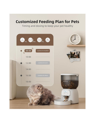 Dispensador Automático de Comida para Gatos LAMPICK 4L 6 Comidas