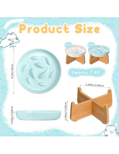 2 Platos de Cerámica para Gato con Soporte Elevado Funnymoom 2
