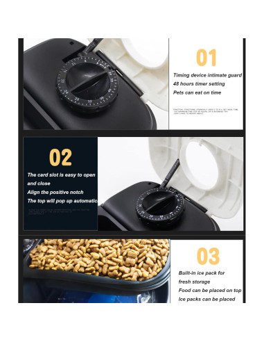 Dispensador Automático de Comida Foern para Gatos y Perros 2 Tazones