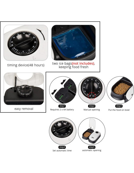 Dispensador Automático de Comida Foern para Gatos y Perros 2 Tazones