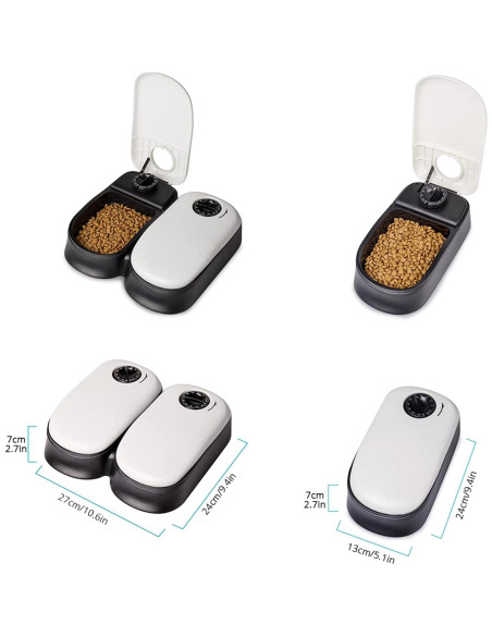 Dispensador Automático de Comida Foern para Gatos y Perros 2 Tazones