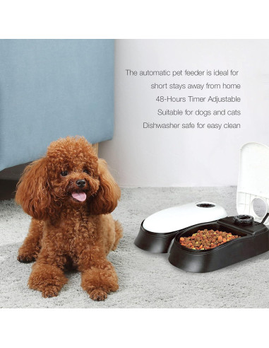 Dispensador Automático de Comida Foern para Gatos y Perros 2 Tazones