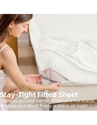 Juego de Sábana Ajustable Gokotta Individual Rayón Bambú 15cm