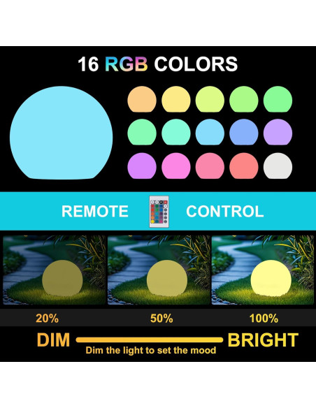 Luz de Bola Solar Shumi 30.48cm LED RGB Control Remoto