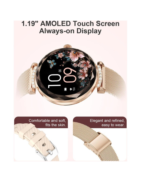 Reloj Inteligente Fitoncloud E01 Rosa 1.19" AMOLED Salud Mujer