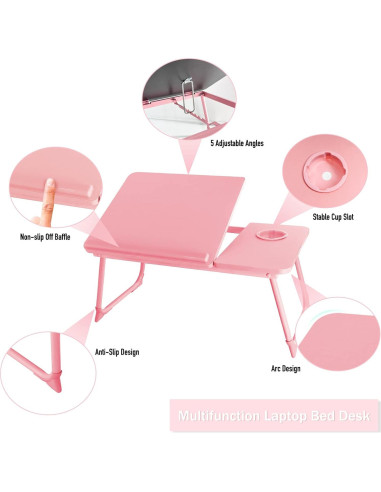 Escritorio Plegable para Laptop EYdoter Rosa Caramelo 55.88x33.02cm