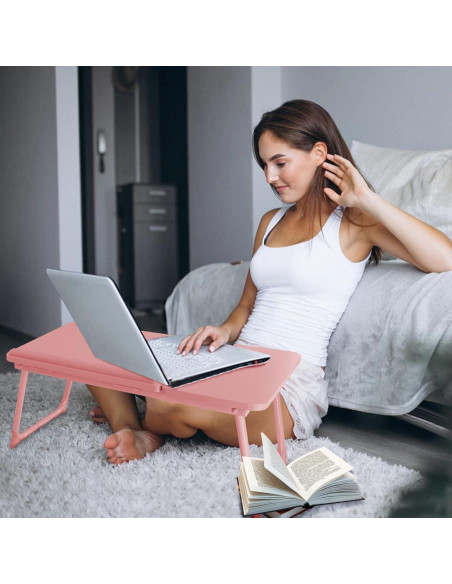 Escritorio Plegable para Laptop EYdoter Rosa Caramelo 55.88x33.02cm