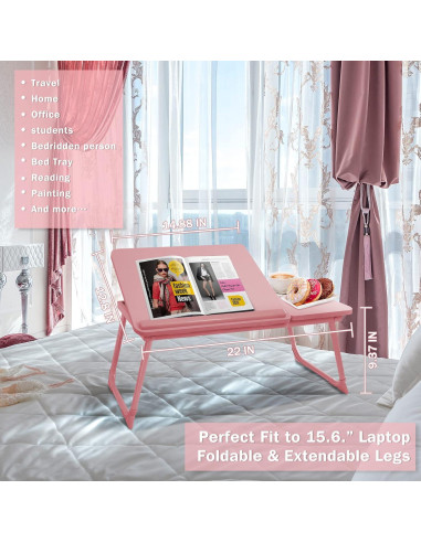 Escritorio Plegable para Laptop EYdoter Rosa Caramelo 55.88x33.02cm