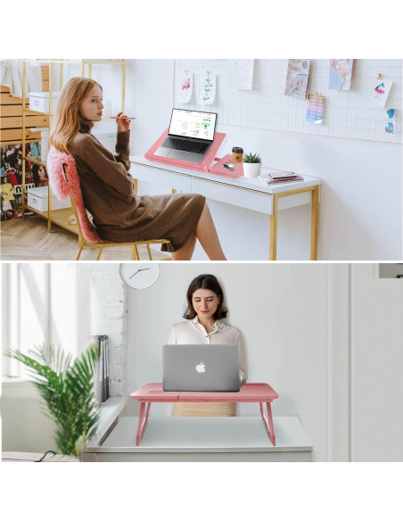 Escritorio Plegable para Laptop EYdoter Rosa Caramelo 55.88x33.02cm