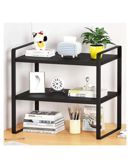 Estante Organizador de Escritorio SIDIANBAN 2 Niveles Negro