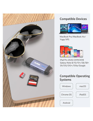 Lector de Tarjetas SD USB 3.0 Closs HA-423 Dual Tipo-C y USB-A