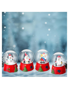 Set de 4 Mini Globos de Nieve Navidad Yerliker 4.5 cm Rojo
