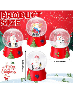 Set de 4 Mini Globos de Nieve Navidad Yerliker 4.5 cm Rojo 2