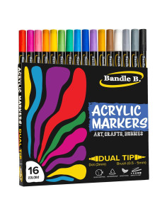 Marcadores de Pintura Acrílica Bandle B. - Set de 16 Doble Punta