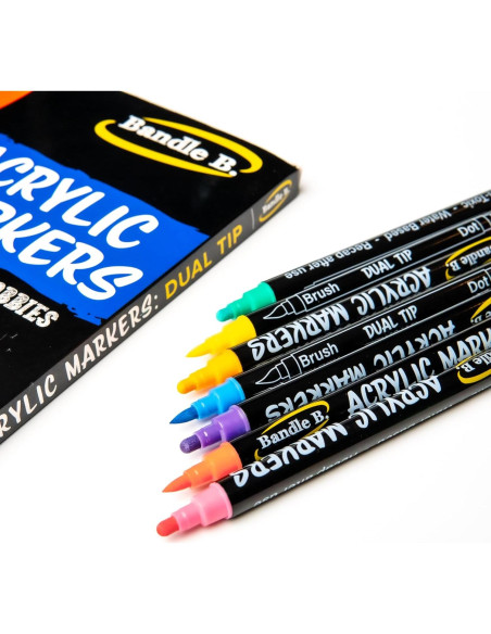Marcadores de Pintura Acrílica Bandle B. - Set de 16 Doble Punta