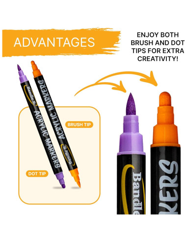 Marcadores de Pintura Acrílica Bandle B. - Set de 16 Doble Punta