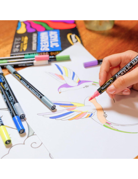 Marcadores de Pintura Acrílica Bandle B. - Set de 16 Doble Punta