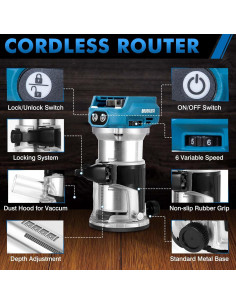 Router Inalámbrico 800W BellaDimora para Batería Makita 18V 2