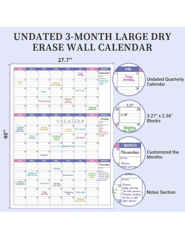 Calendario Borrable BooQool Grande para Pared 70.4x101.6cm