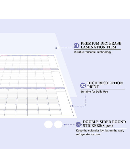 Calendario Borrable BooQool Grande para Pared 70.4x101.6cm
