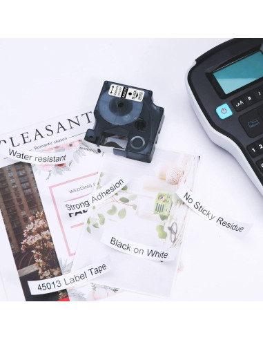 Cinta de Etiqueta Anycolor Dymo D1 12mm x 7m Negro sobre Blanco - Paquete de 5