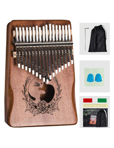 Kalimba Rrayia 17 Teclas en Madera de Caoba con Funda