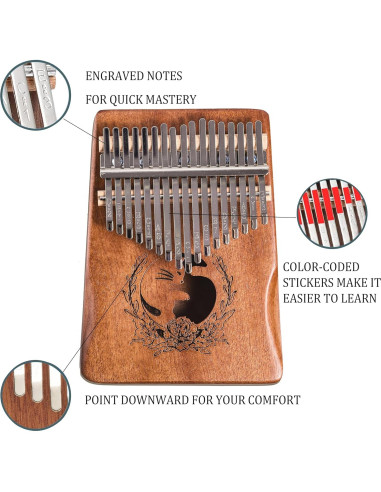 Kalimba Rrayia 17 Teclas en Madera de Caoba con Funda