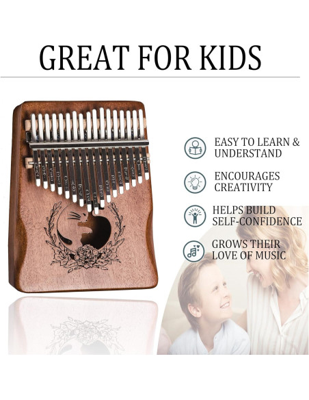 Kalimba Rrayia 17 Teclas en Madera de Caoba con Funda