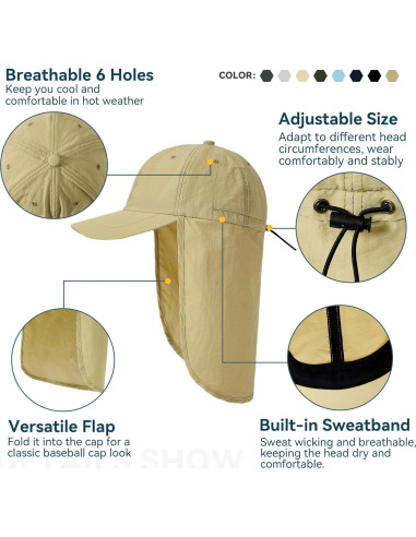 Sombrero de Sol Zando UPF 50+ Impermeable Ajustable Unisex