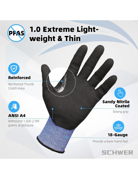 Guantes de Trabajo Schwer AIR-SKIN M + Mangas ANSI A9 Nivel 5