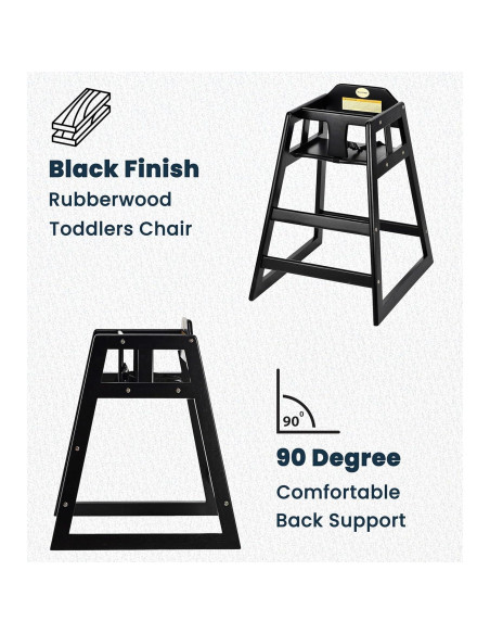 Sillas Altas de Madera Alpine para Bebés - 2 Paquete Negro