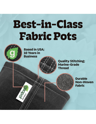 Bolsas de Cultivo de Tela GeoPot 3 Galones - Paquete de 10