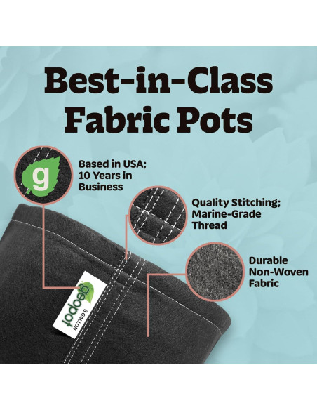 Bolsas de Cultivo de Tela GeoPot 3 Galones - Paquete de 10