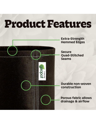 Bolsas de Cultivo de Tela GeoPot 3 Galones - Paquete de 10