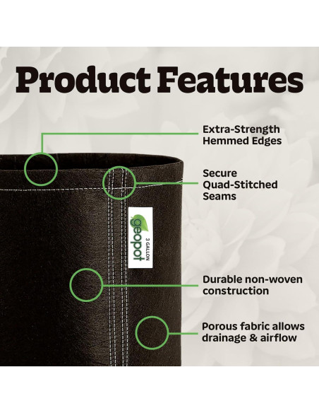 Bolsas de Cultivo de Tela GeoPot 3 Galones - Paquete de 10