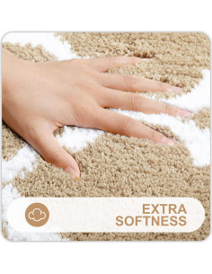Conjunto de Alfombrillas de Baño OLANLY 2 Piezas Microfibra Beige 2